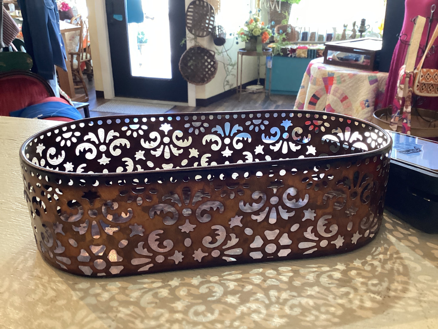 Copper Filigree Planter
