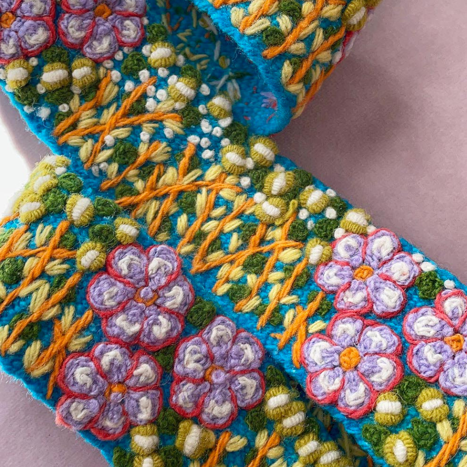 Windswept Embroidered Wool Belt: L