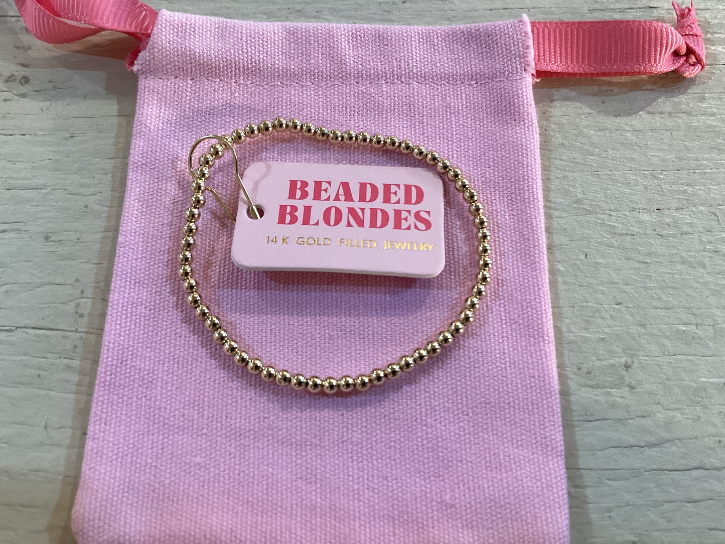 3 MM Gold Beaded Bracelet Standard
