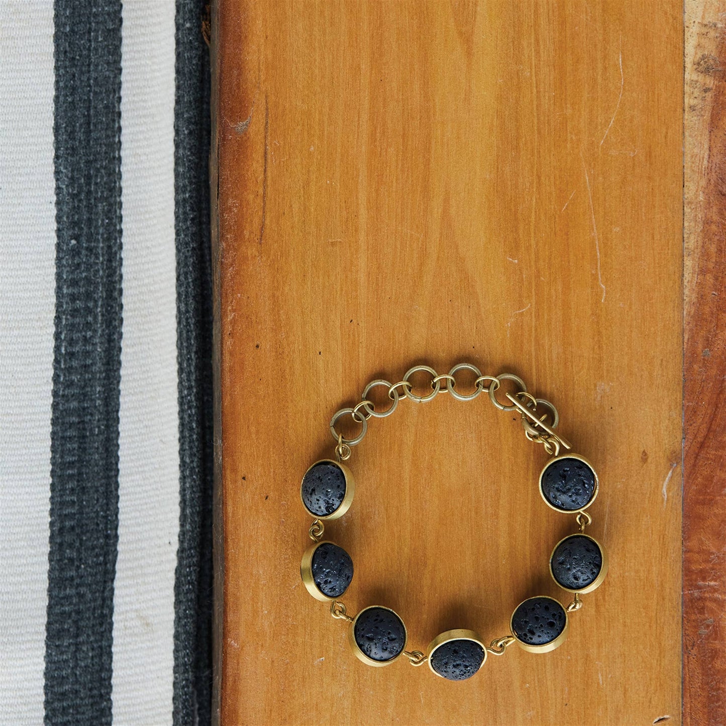 Nevis Lava Loop Bracelet - Brass
