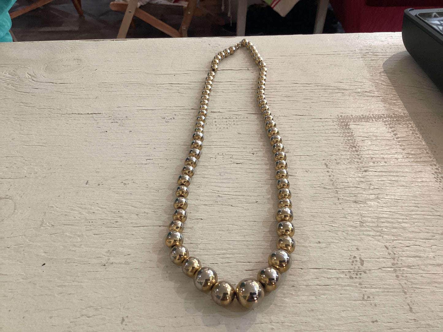 Gold Bead Necklace 24”