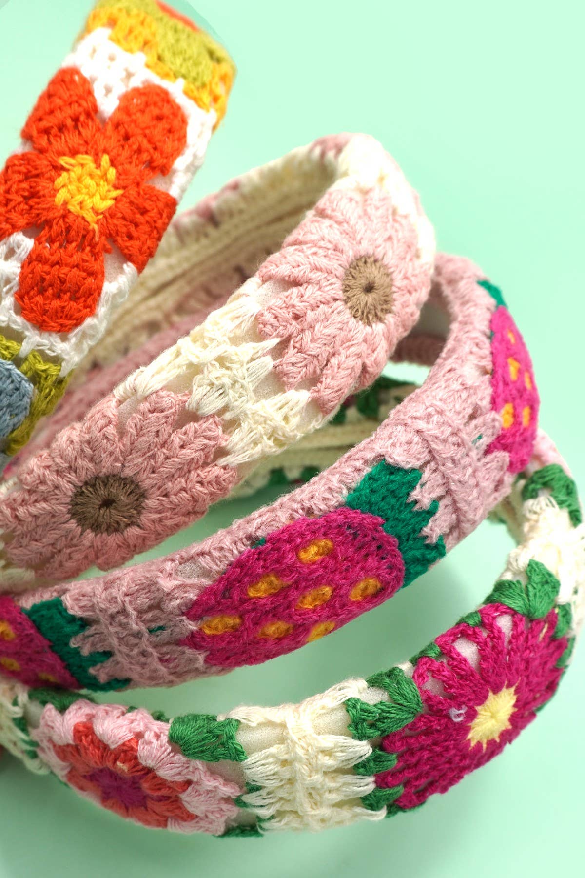 FLORAL CROCHET SOFT WOVEN KNIT HEADBAND HAIR BAND | 40HB182: A