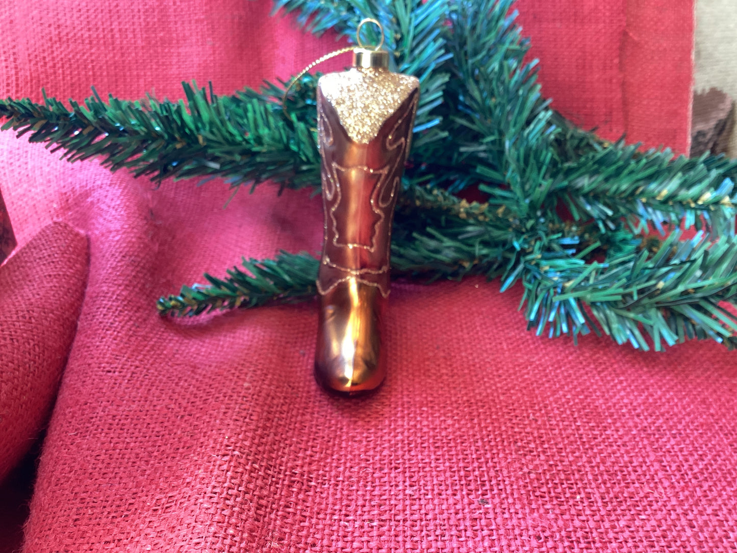 Glass Cowboy Boot Ornament