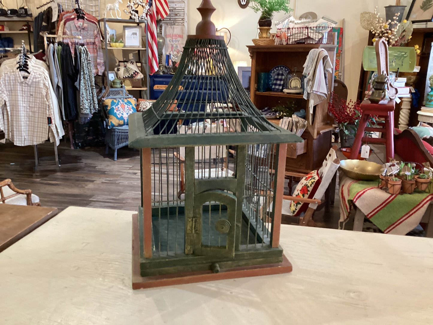 Green Wood Birdcage