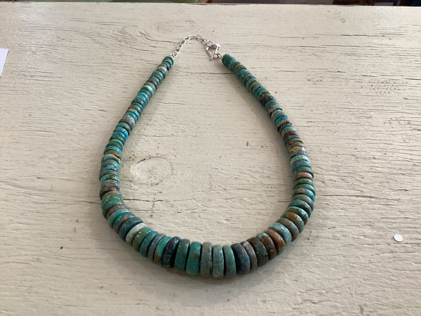Graduated Heishi Turquoise/Sterling 21”