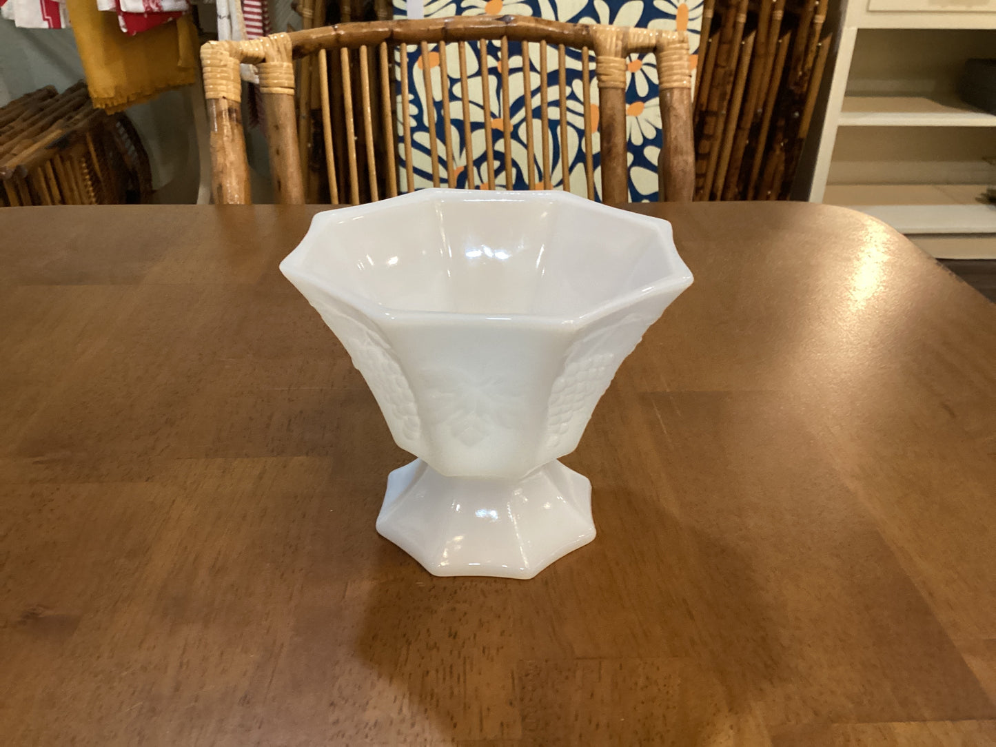 Octagon Milk Glass Planter