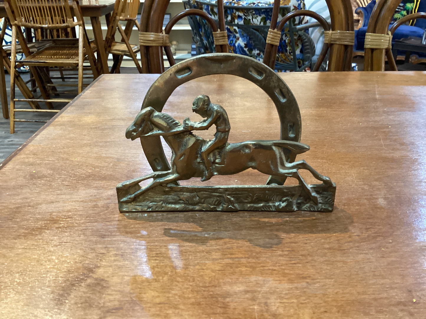 Vintage Brass Horse Racing Letter Holder