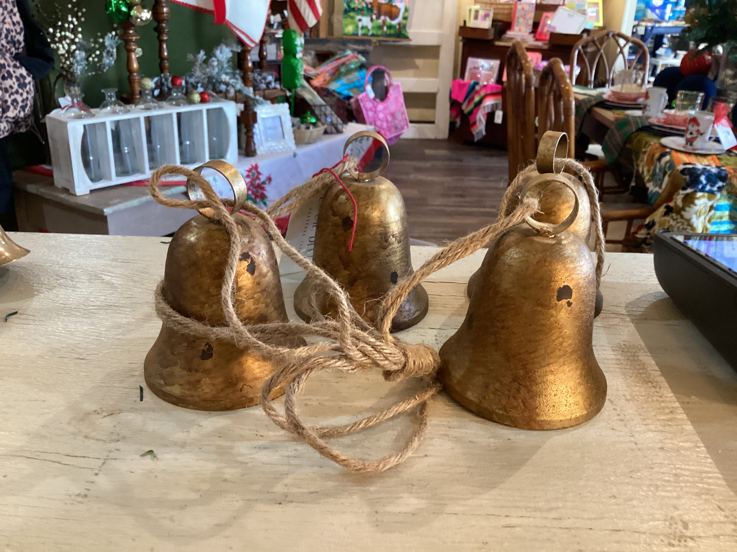Set 4 Brass Candles on Jute