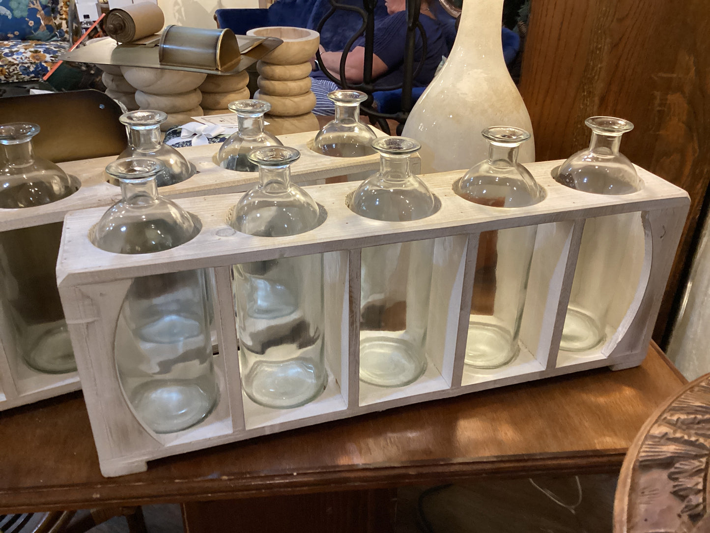 5 Glass Bud Vase in White Crate
