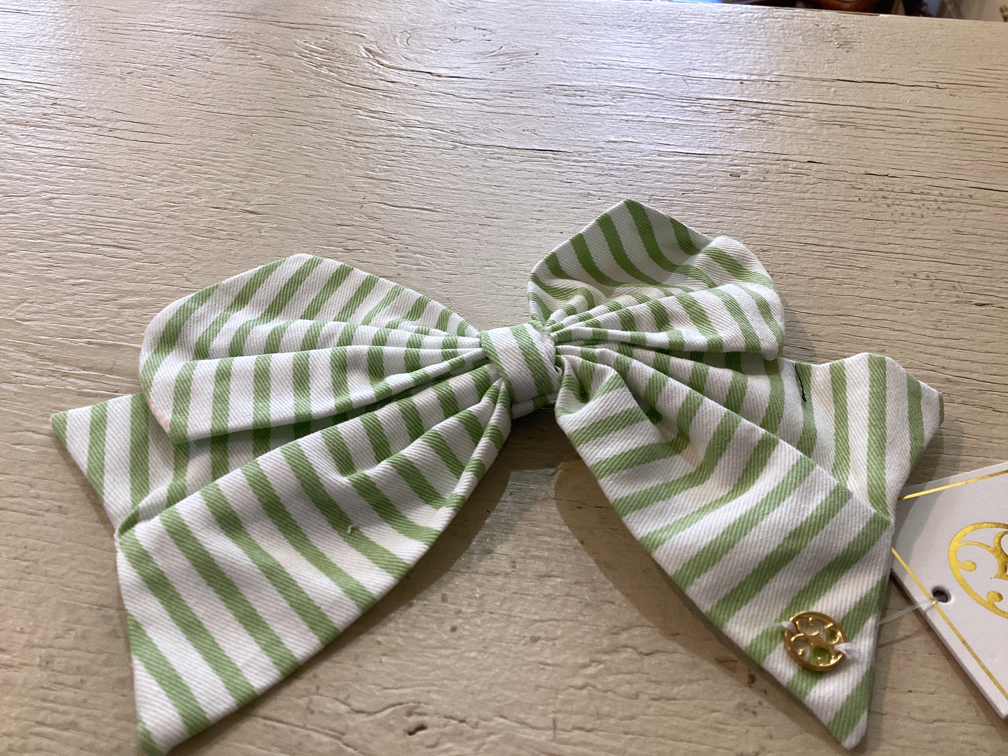 Green Stripe Fabric Bow