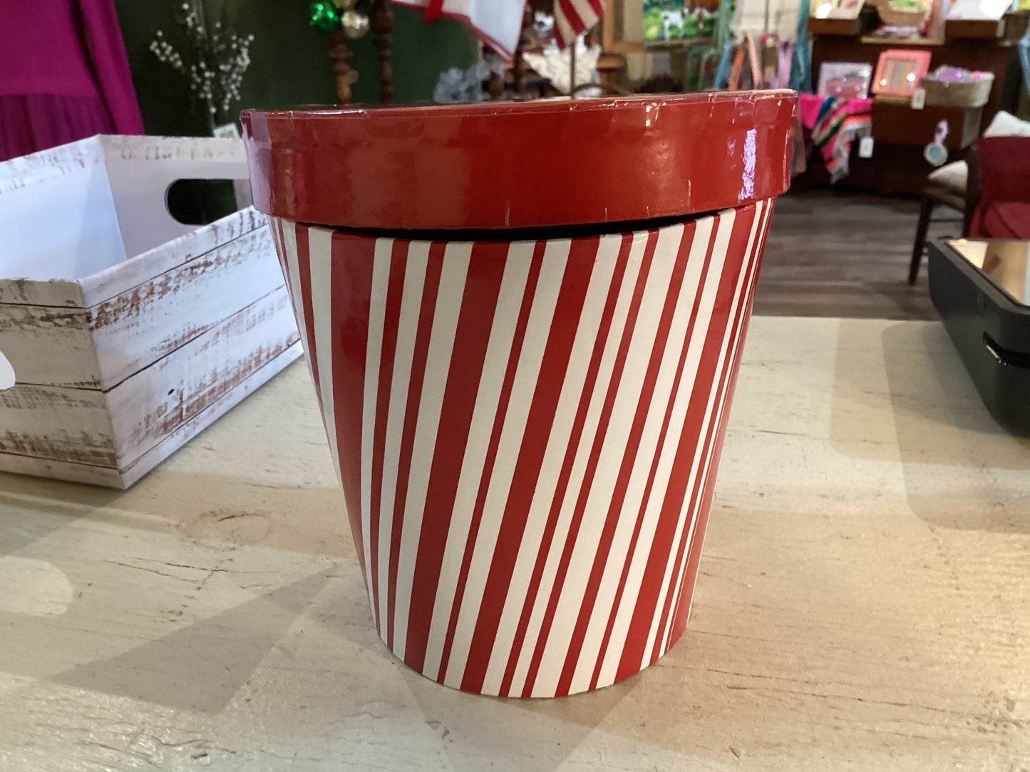 Candy Cane Round Box