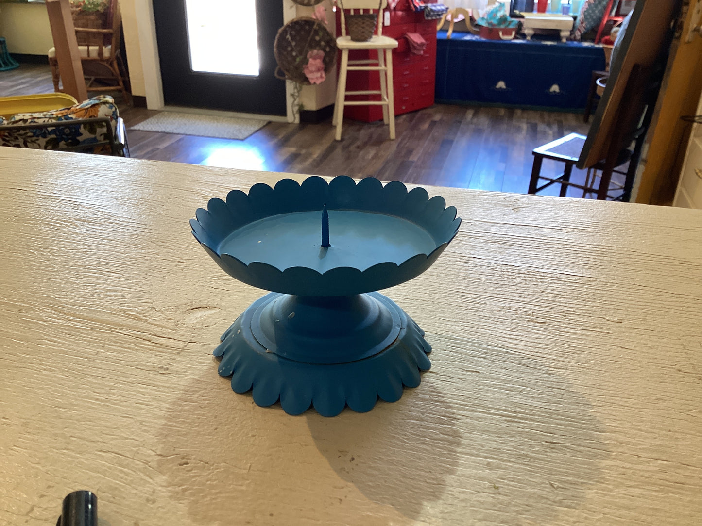 Blue Metal Candlestick