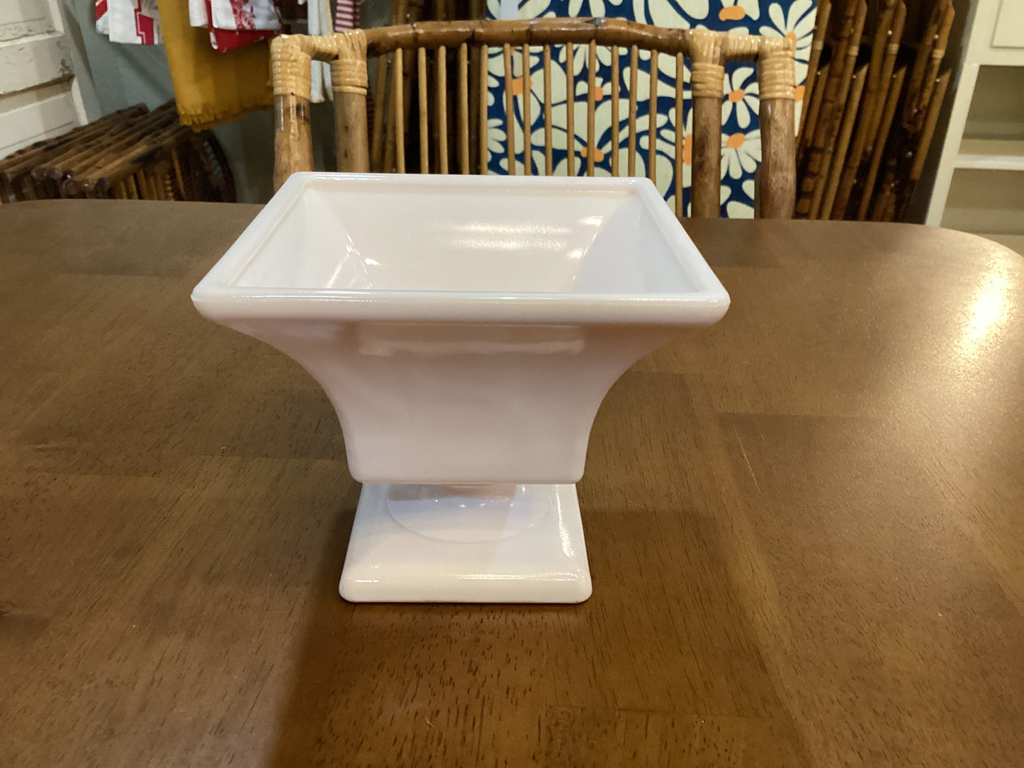 Vintage White Square Planter