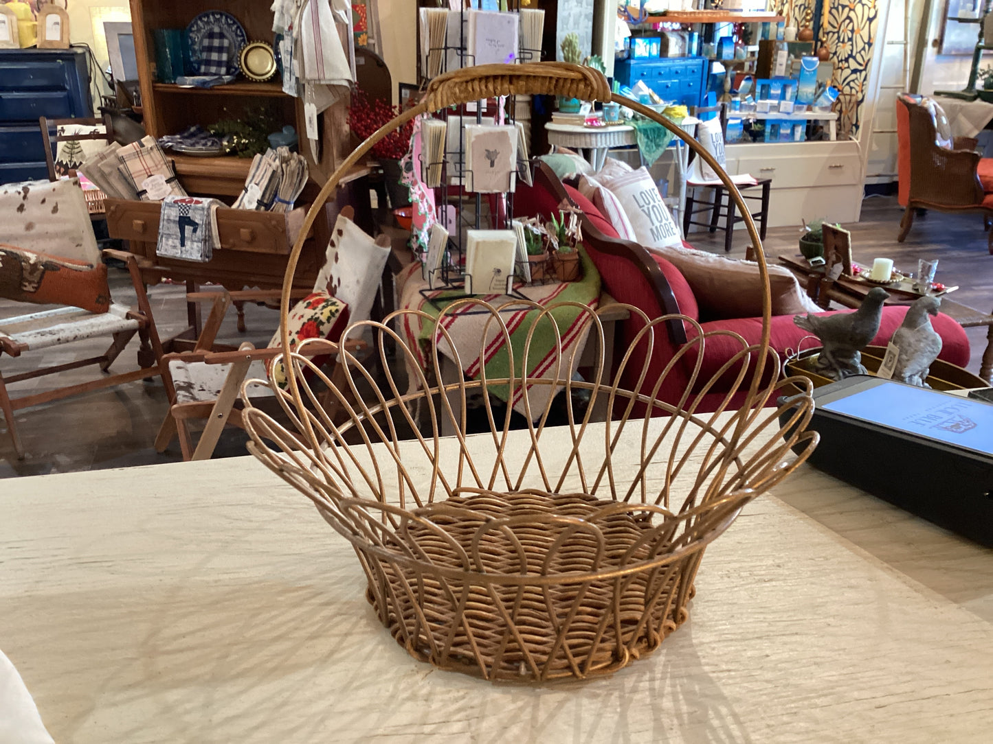 Gold Wire/Wicker Basket