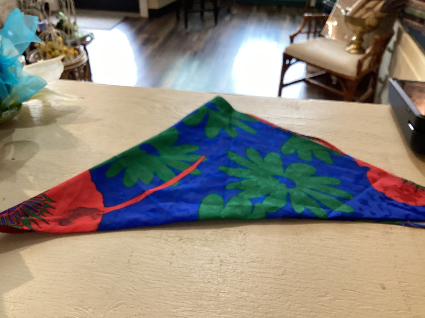 Vintage Triangle Scarf - Blue, Red, Green