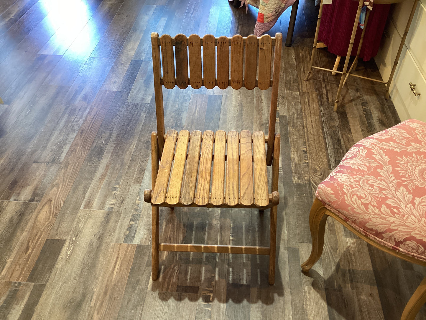 Wood Slat Folding Chair Vintage