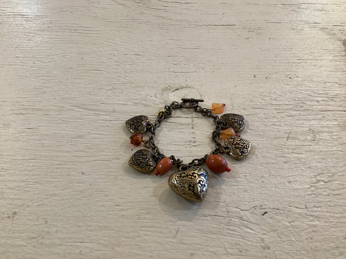 Heart & Bead Bracelet Vintage
