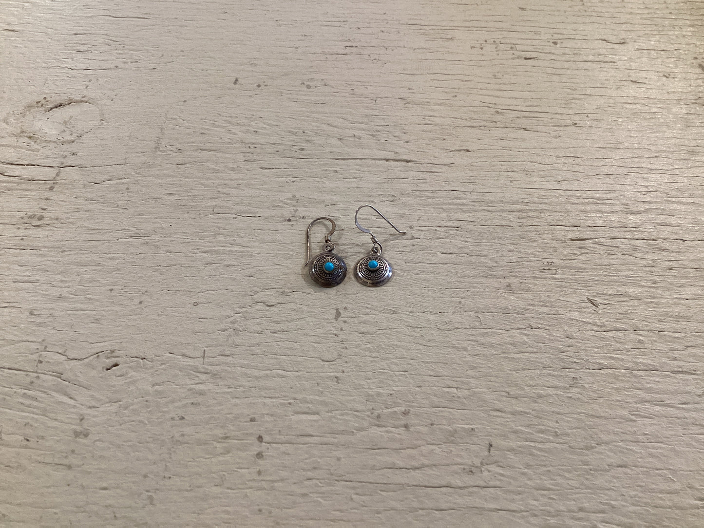 Vintage Turquoise Silver Concho Earrings