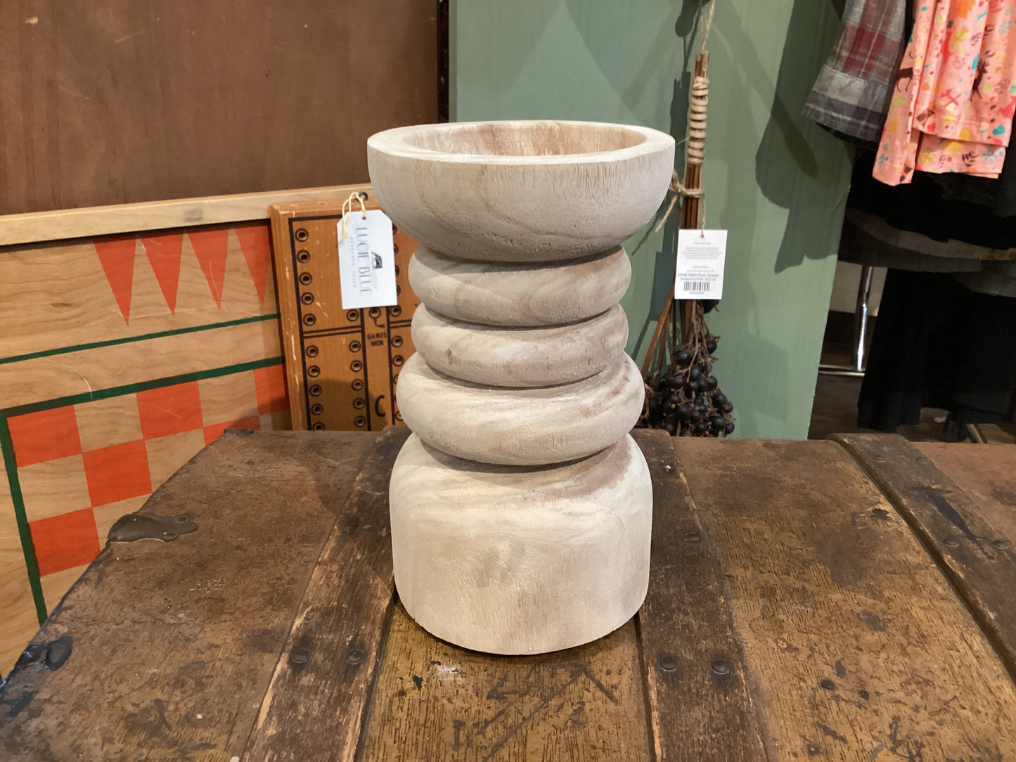 Wooden Pillar Candle Holder