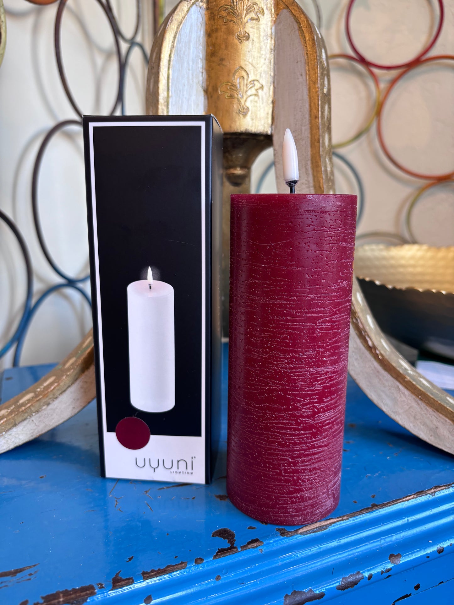 Carmine Red Flameless Pillar Candle 2 x 6