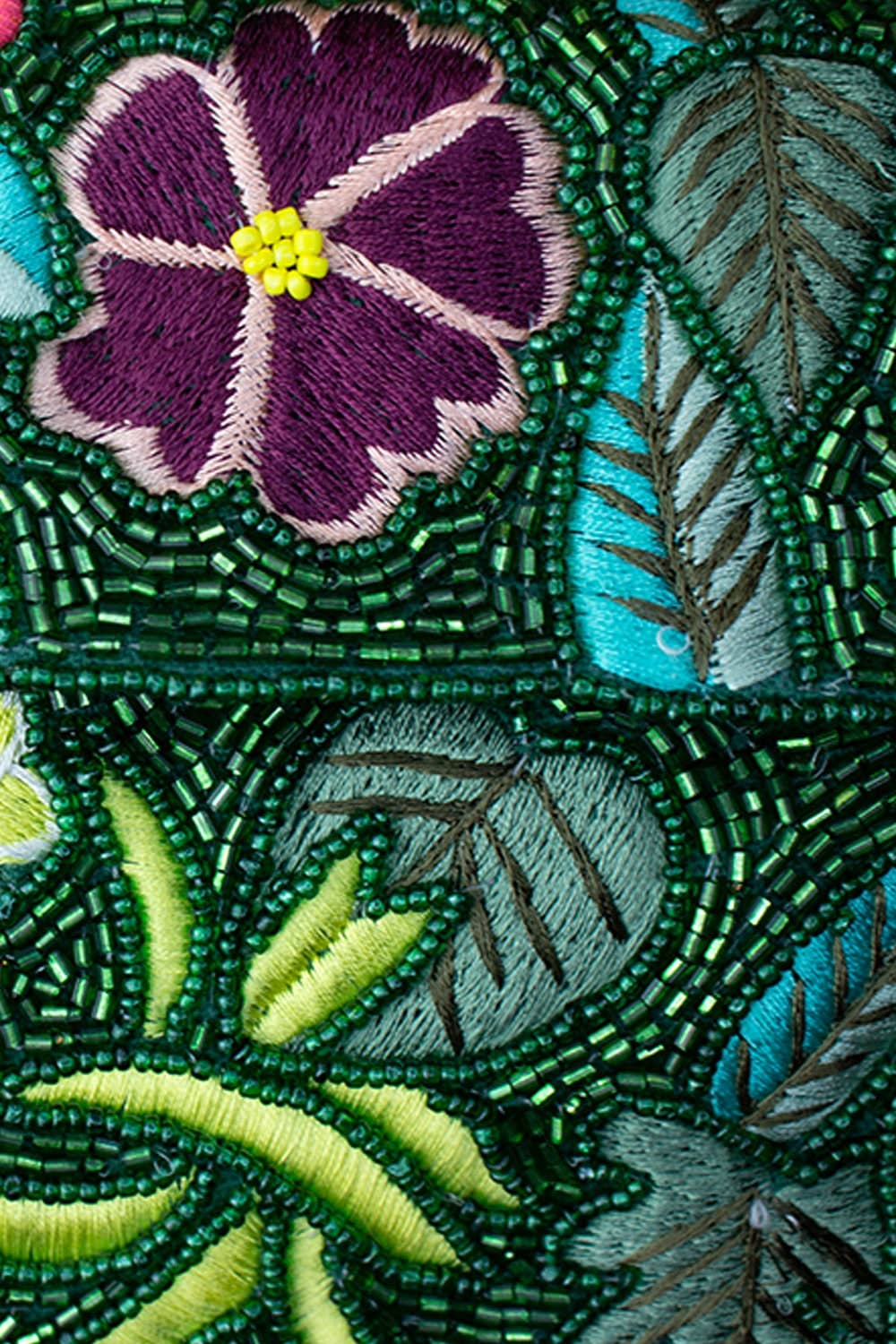 Tropical Embroidery Double sided Beaded Shoulder Bag