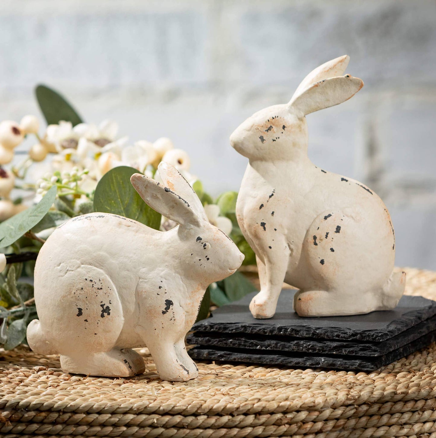 SMALL RUSTIC BUNNY FIGURINES