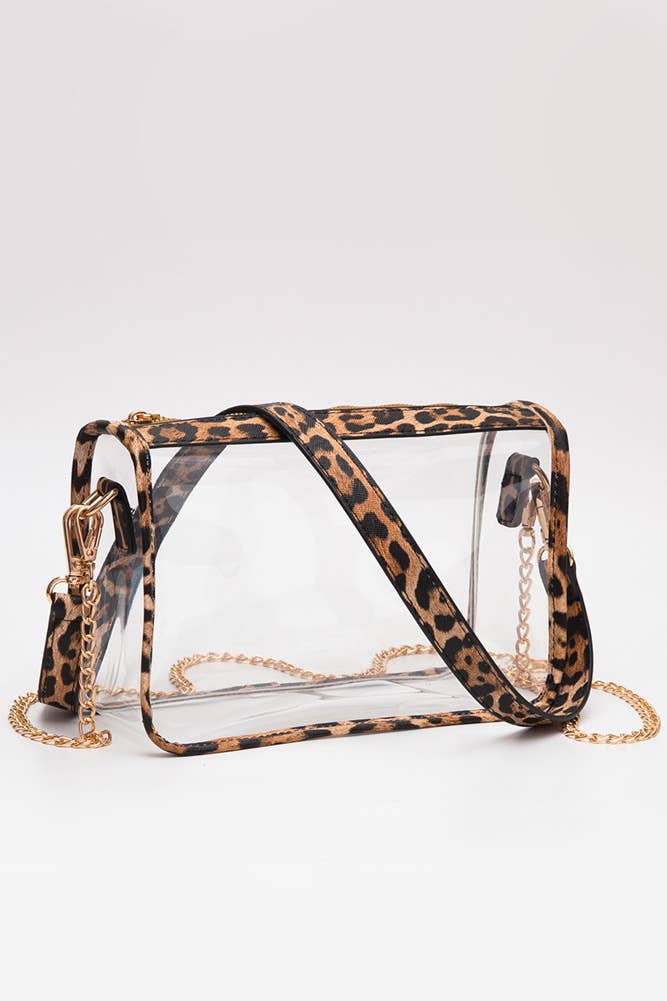 Clear Rectangle Stadium Concert Crossbody Bag: Burgundy