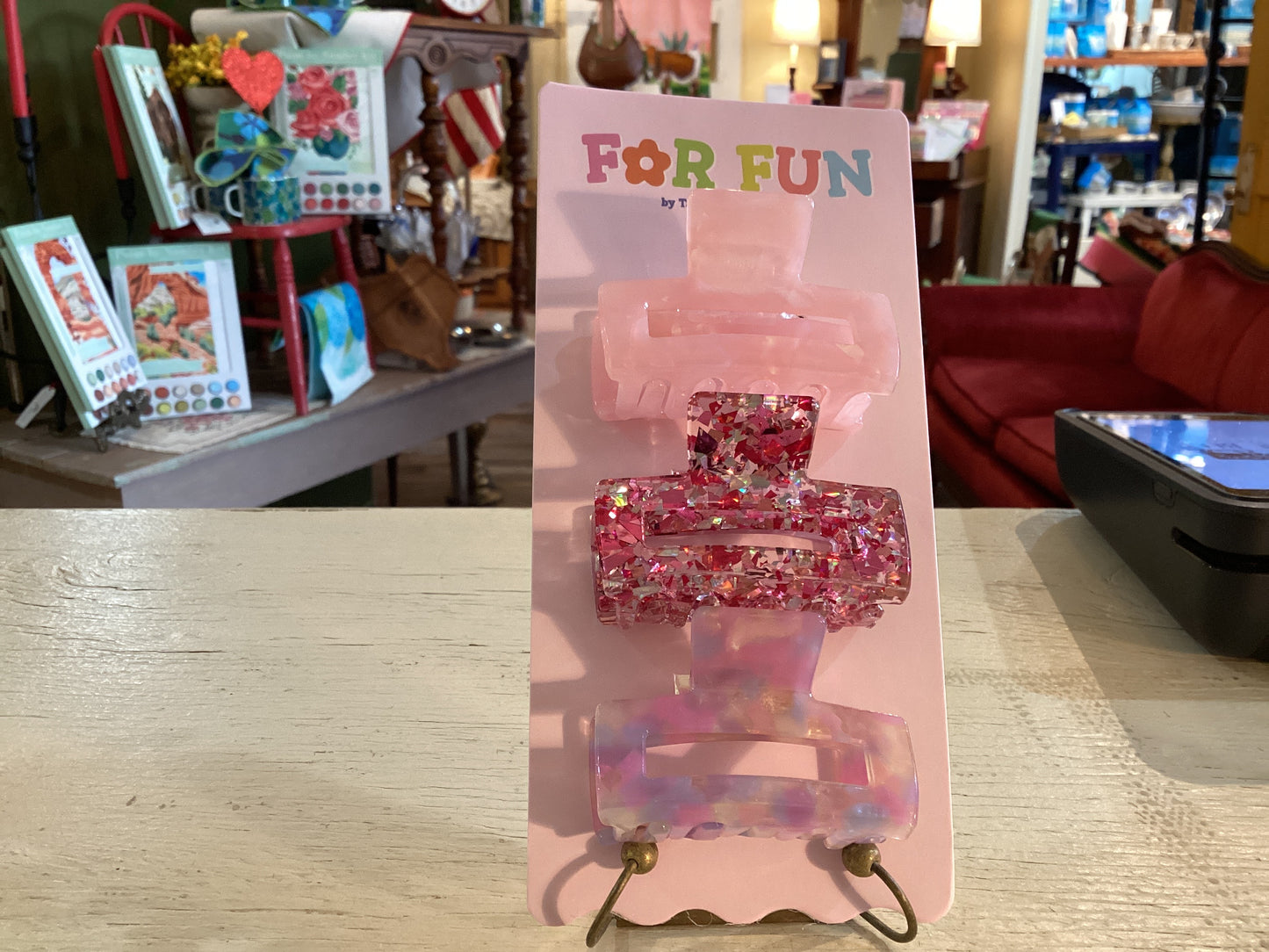 Pink Confetti Claw Clip Trio
