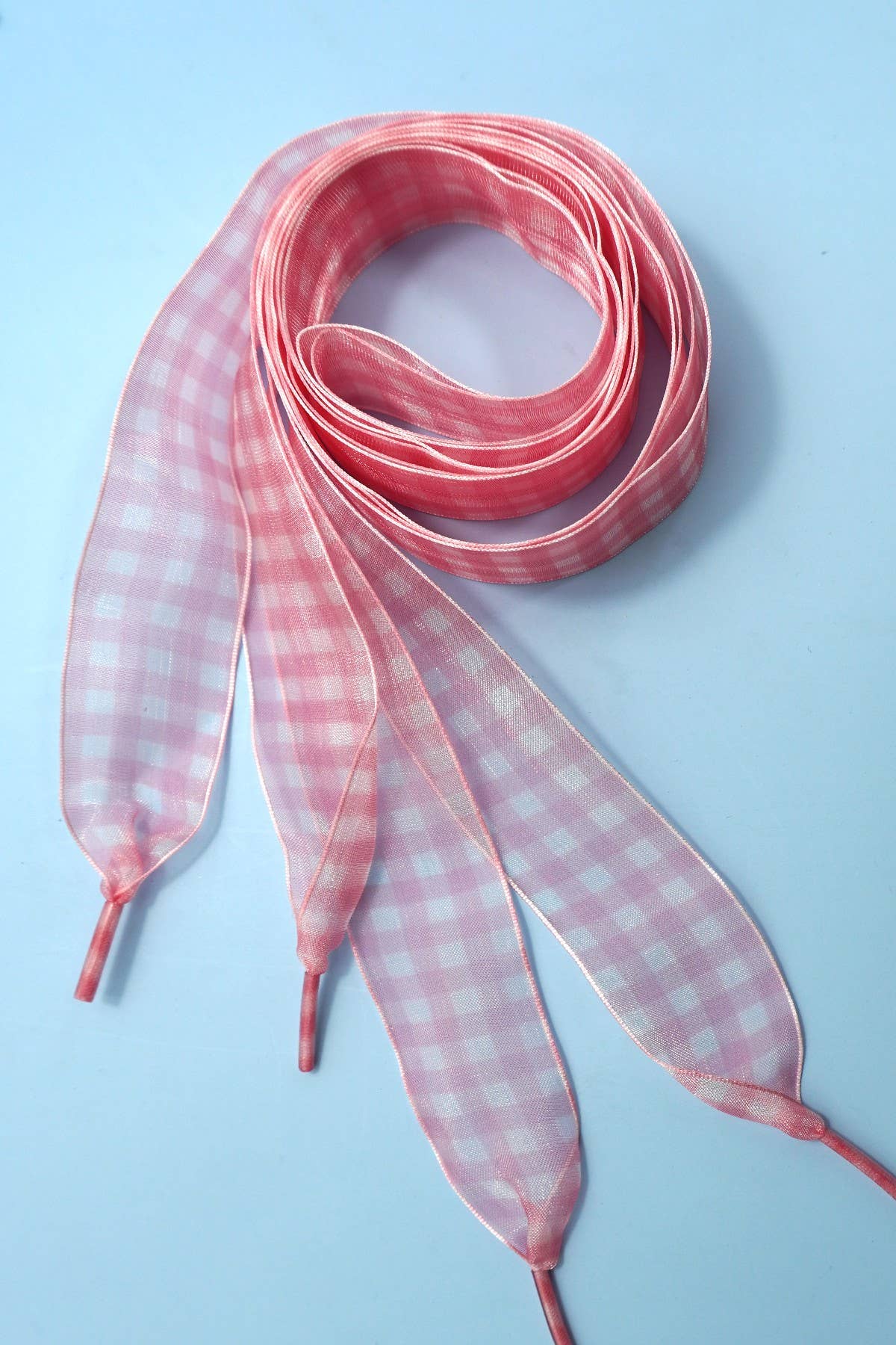 CHECKER SATIN ORGANZA SHOE LACE | 40SD112: LAVENDER