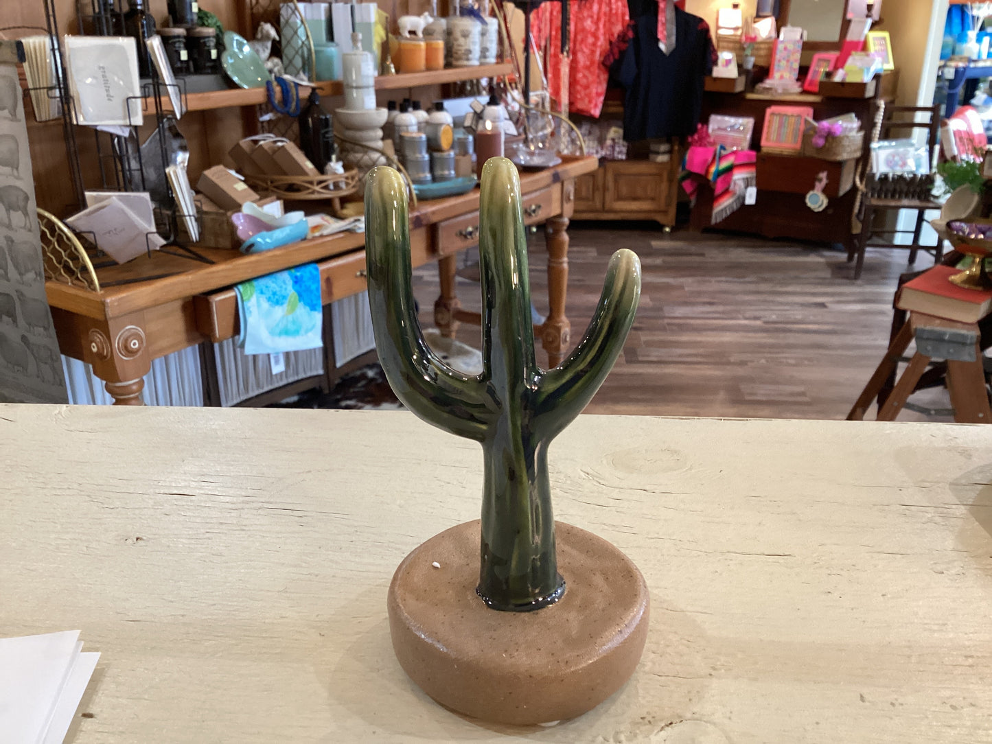 Stoneware Cactus Jewelry Holder