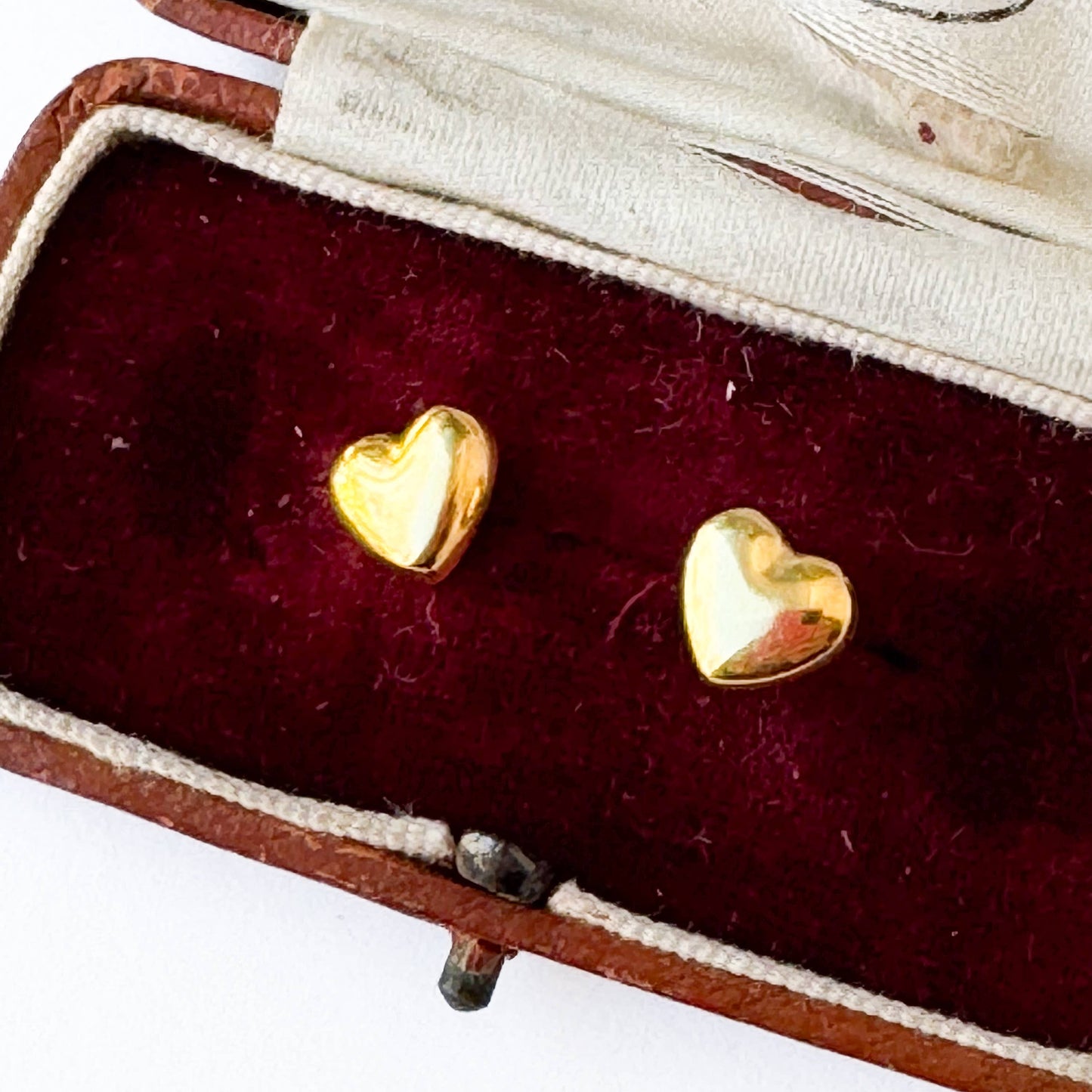 Puffy Gold Heart Studs, Small Gold Studs Valentines Day Gift