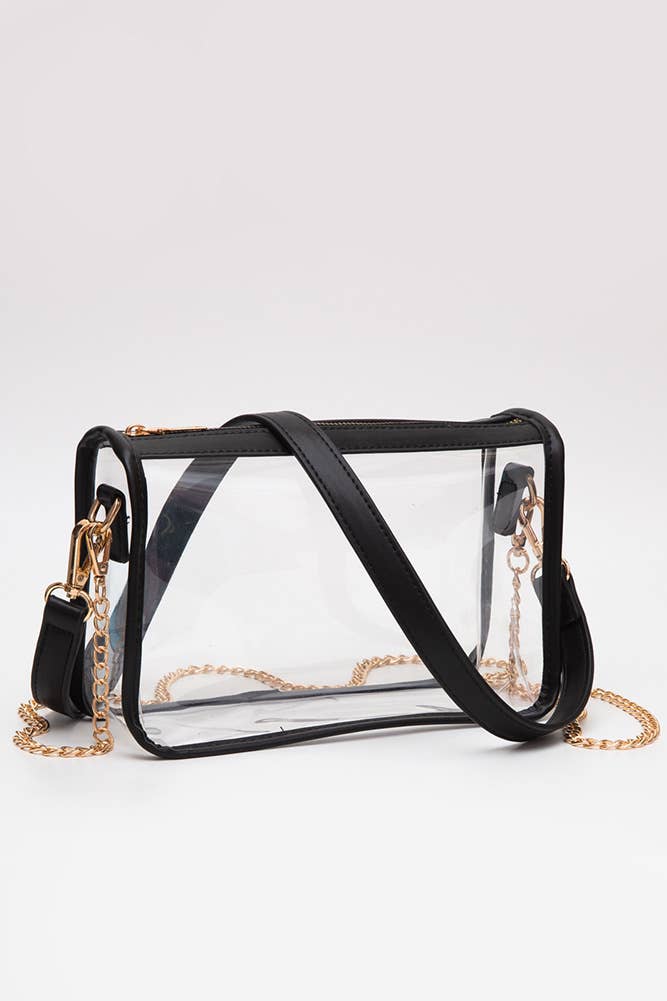 Clear Rectangle Stadium Concert Crossbody Bag: Burgundy