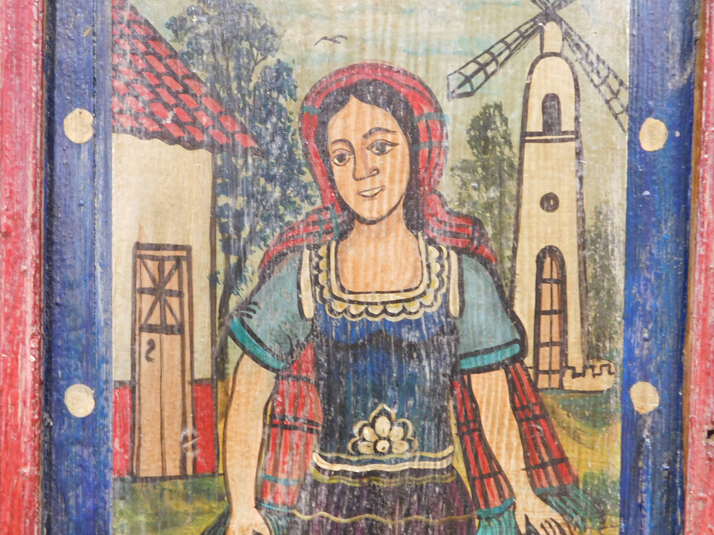 Mexican Folk Art Painting-#3-Retablo-Handmade-31x20 inches