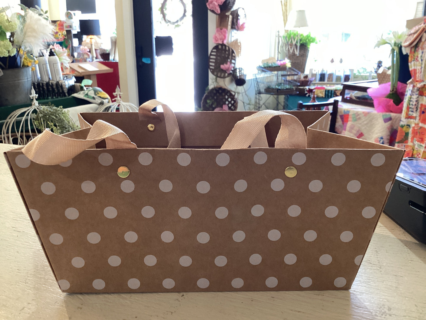 Handled Polka Dot Paper Basket