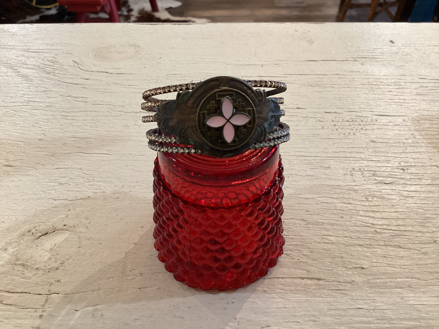 Pink Cross Heart Cuff