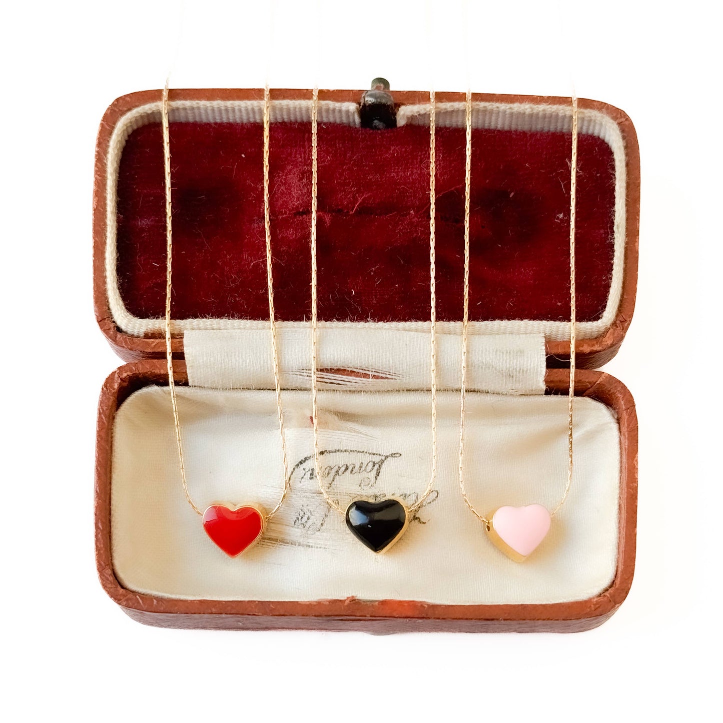 Heart Necklace Gold Filled Necklace, Valentine's Day Gift: Pink / 16"