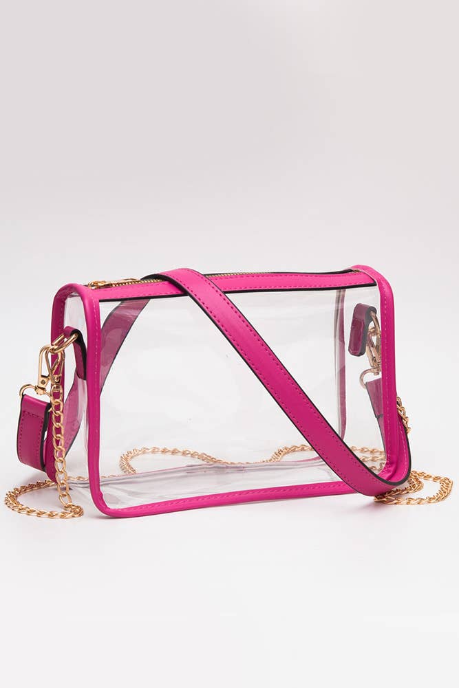 Clear Rectangle Stadium Concert Crossbody Bag: Burgundy