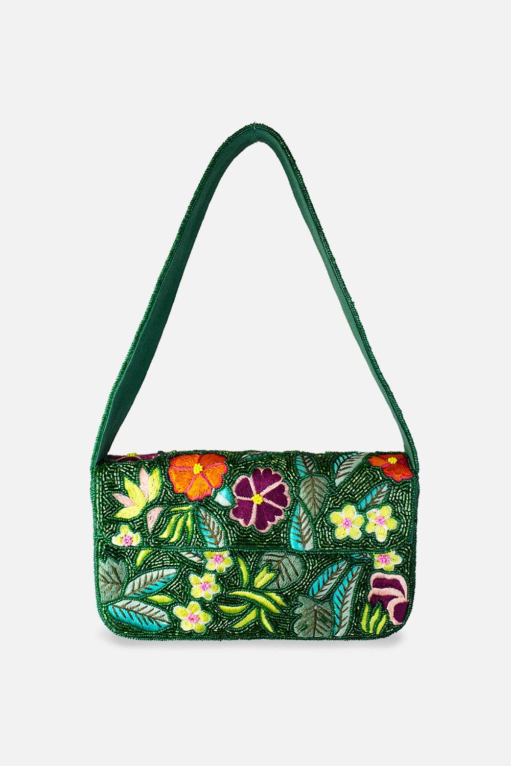 Tropical Embroidery Double sided Beaded Shoulder Bag