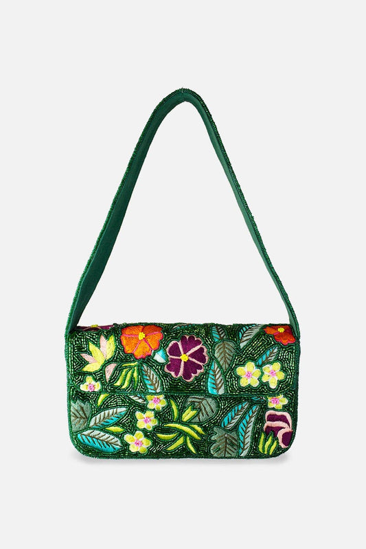 Tropical Embroidery Double sided Beaded Shoulder Bag
