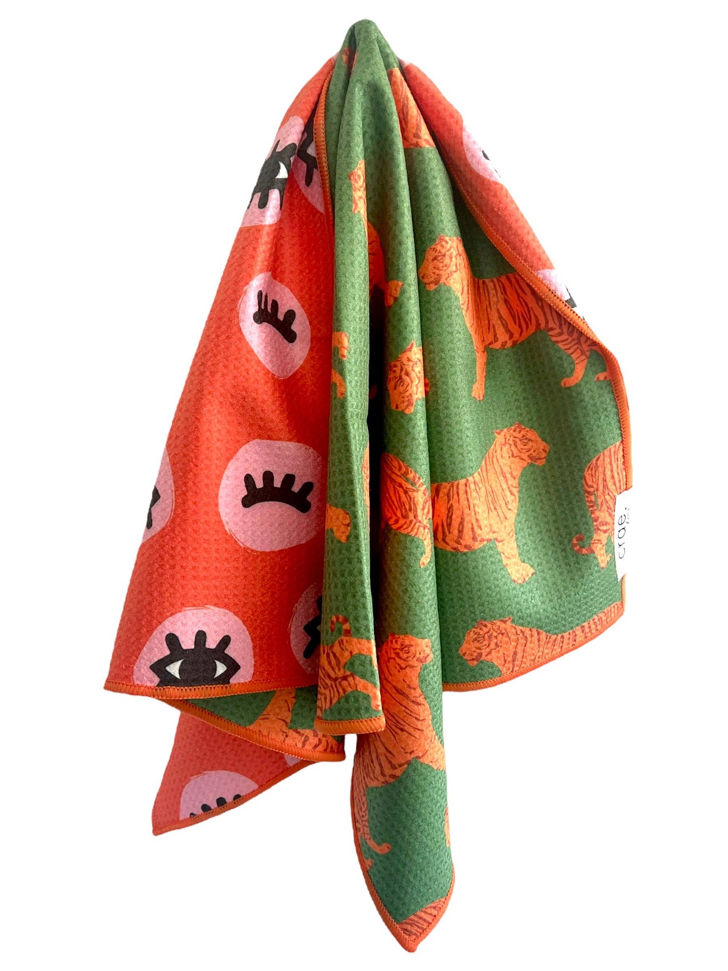 Eye of the Tiger: Reversible Washcloth: Green/Orange / 12x12 in / Washcloth