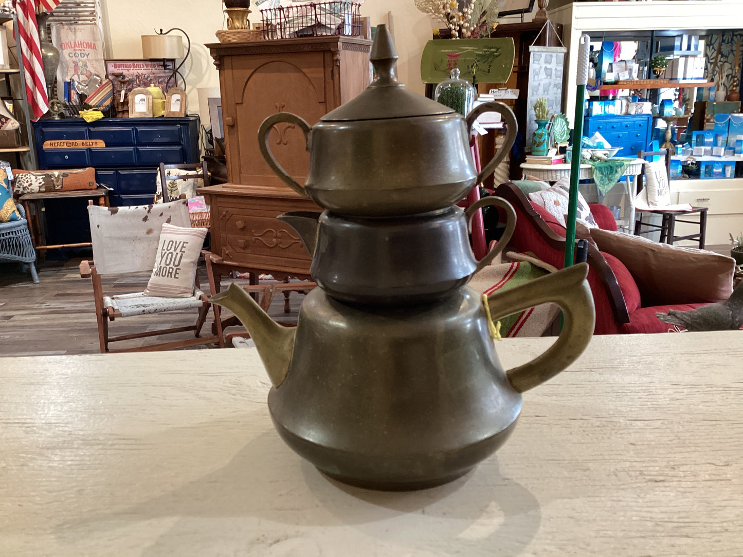 Unique Brass Stacking Tea Pot Set
