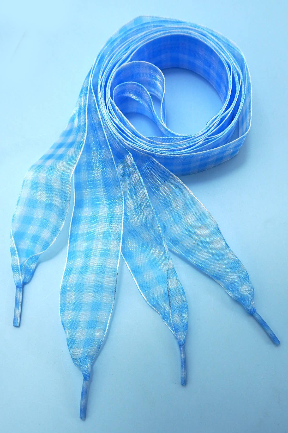 CHECKER SATIN ORGANZA SHOE LACE | 40SD112: Pink