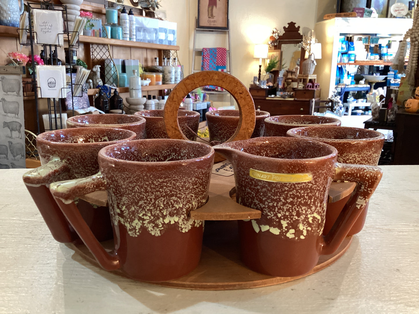 Winart Pottery 6 Mugs, Sugar, Creamer Miami, Ok