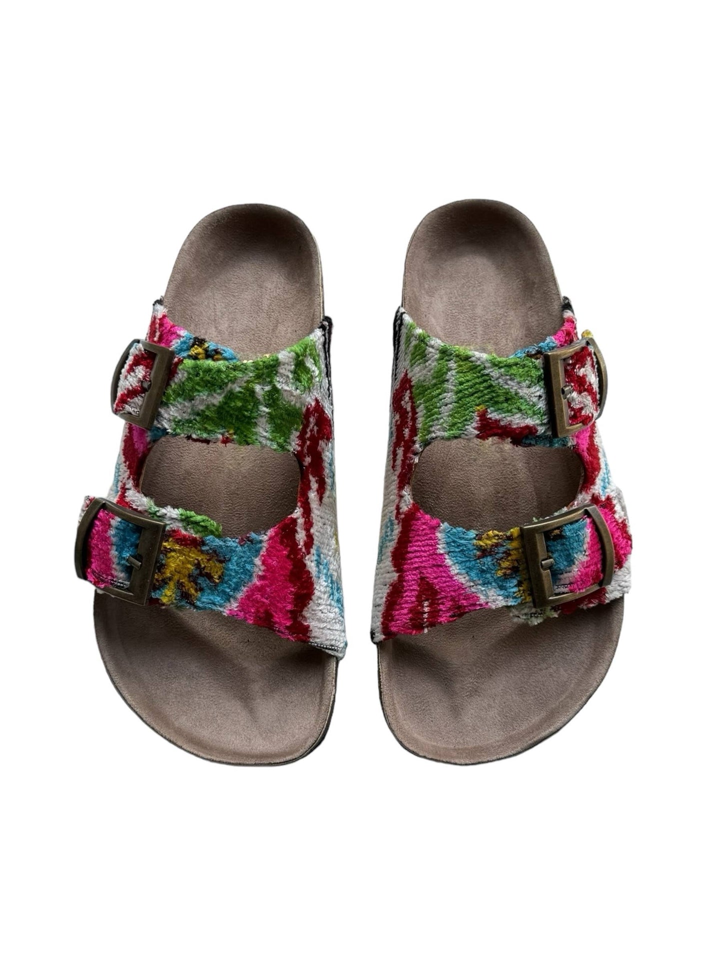 Silk Velvet Ikat Buckled Sandal: 8