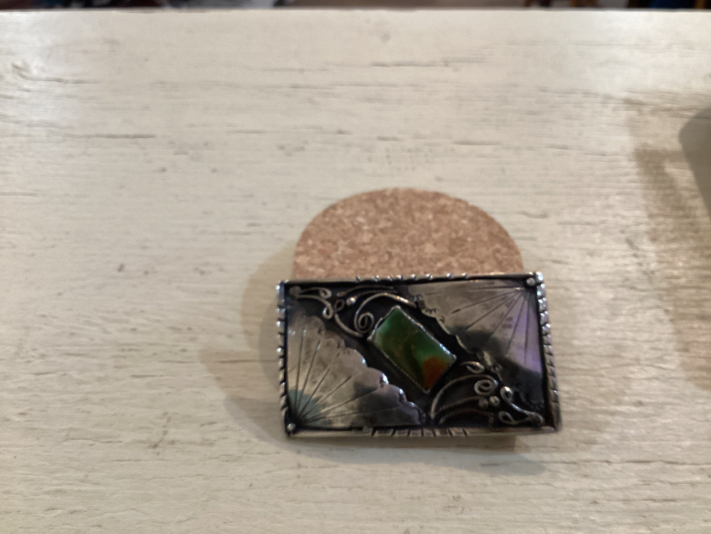 Sterling w/Green Turquoise Buckle