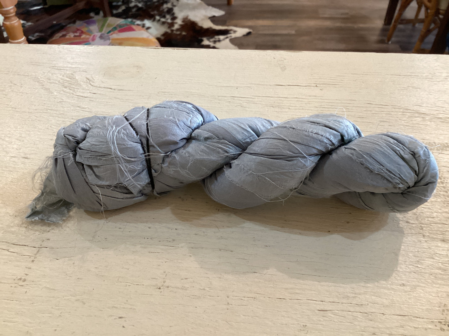 Recycled Silk Ribbon - Pewter