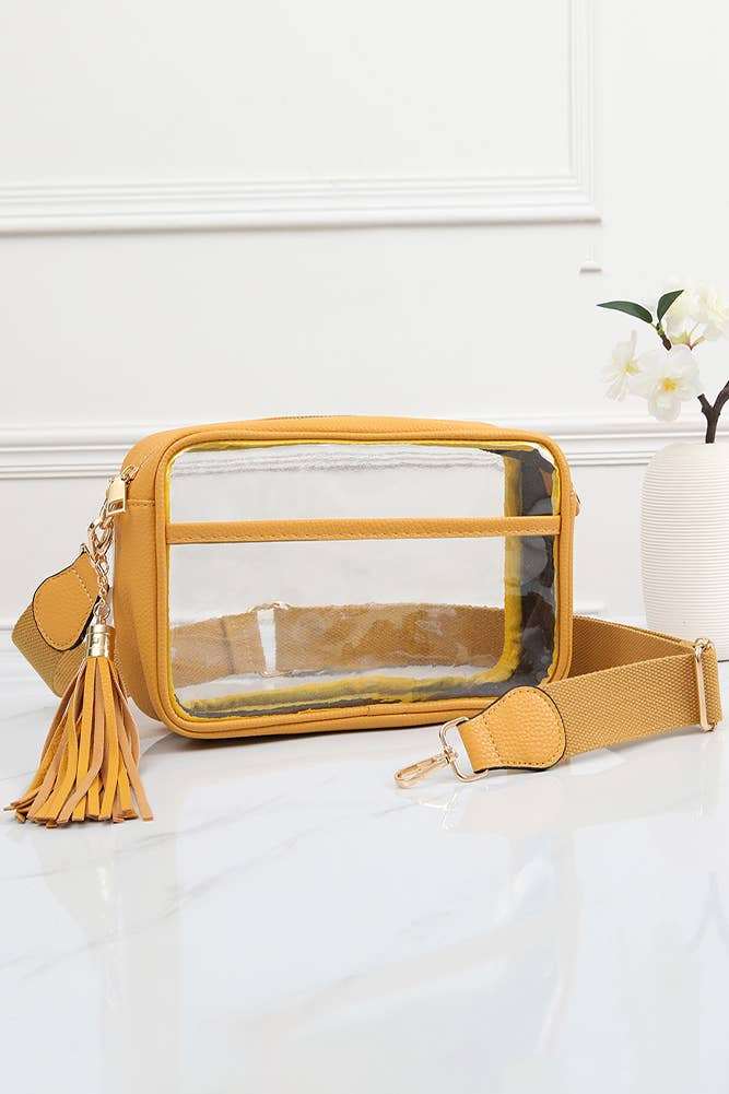 Clear PU Cross Body Camera Bag: Black