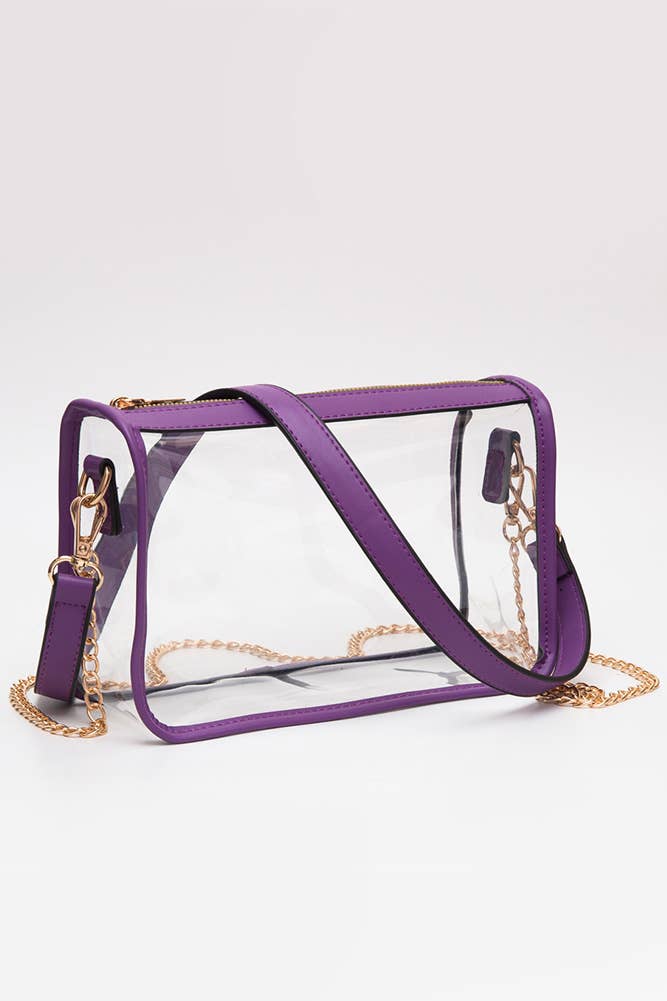 Clear Rectangle Stadium Concert Crossbody Bag: Burgundy