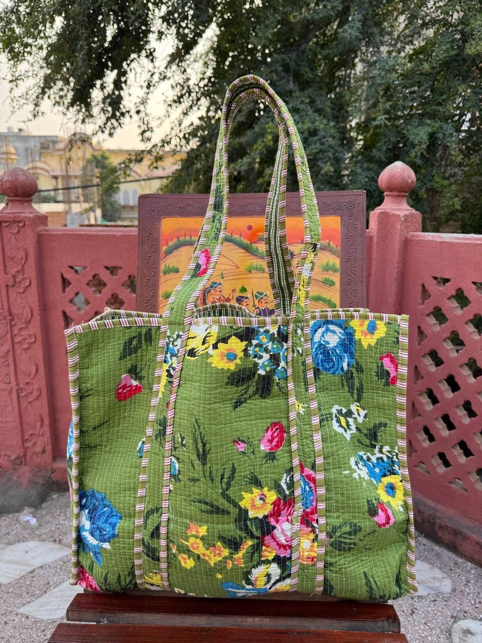 Grocery Bag Quilted Cotton Bag Floral Printed Bag Women Bags