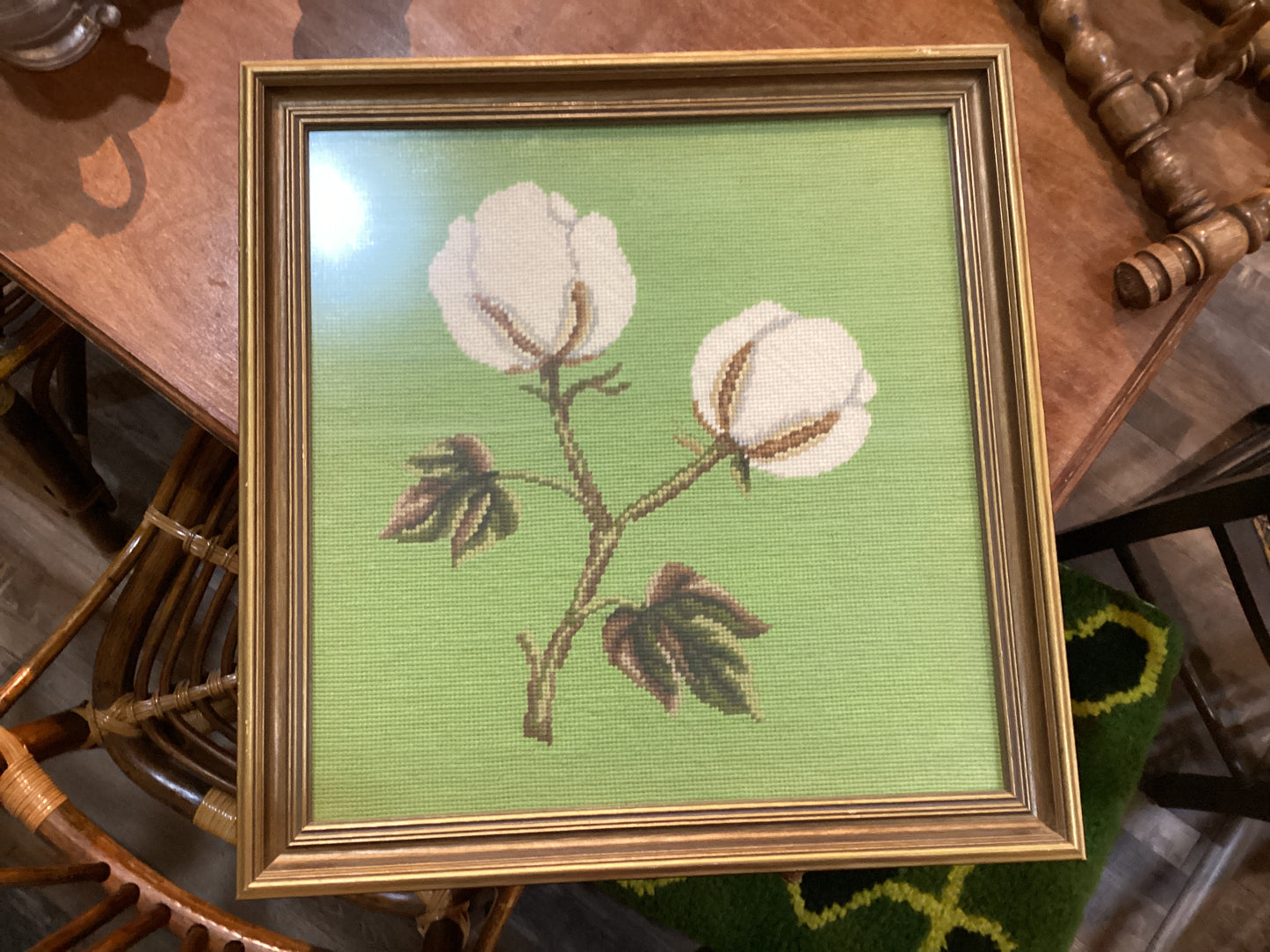 Cotton Needlepoint Framed Art